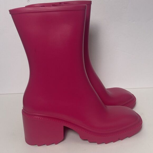 INC International Concepts Pink Square Toe Block Heel Rain Boots Size 10 NWOB - Picture 6 of 12